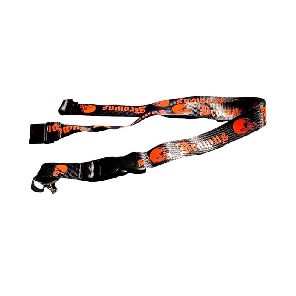 Cleveland Browns Team Lanyard Keychain 2 Sided Old English Font Design Licensed